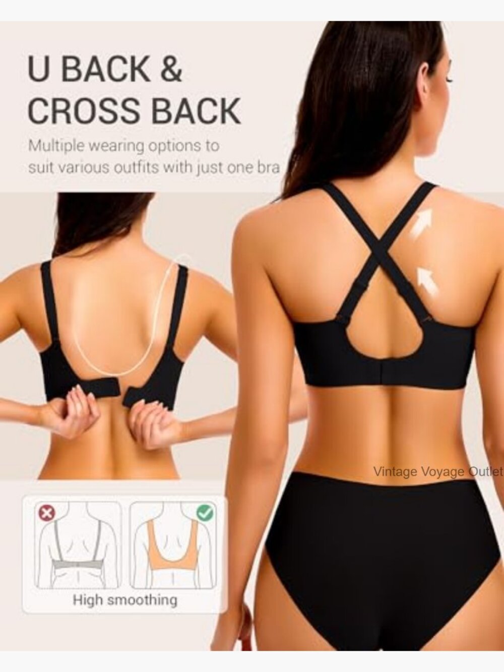 Deep V Wireless Seamless Push Up Bra Plunge Bralette Full Coverage View 3